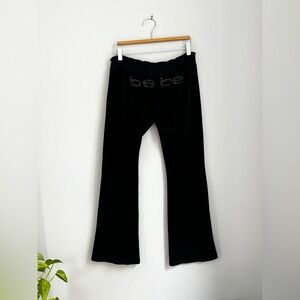 bebe Black Velour Lounge Pants with Drawstring